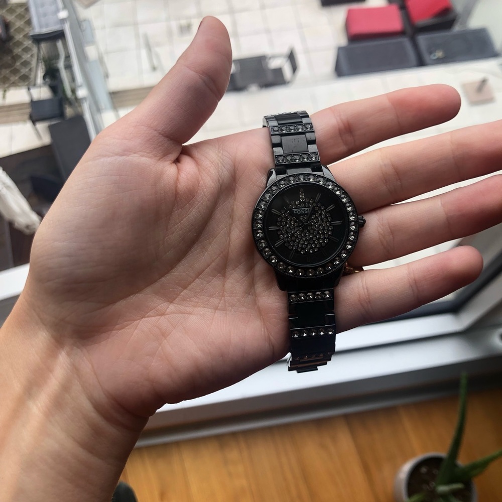 Black Fossil Watch with adjustable links